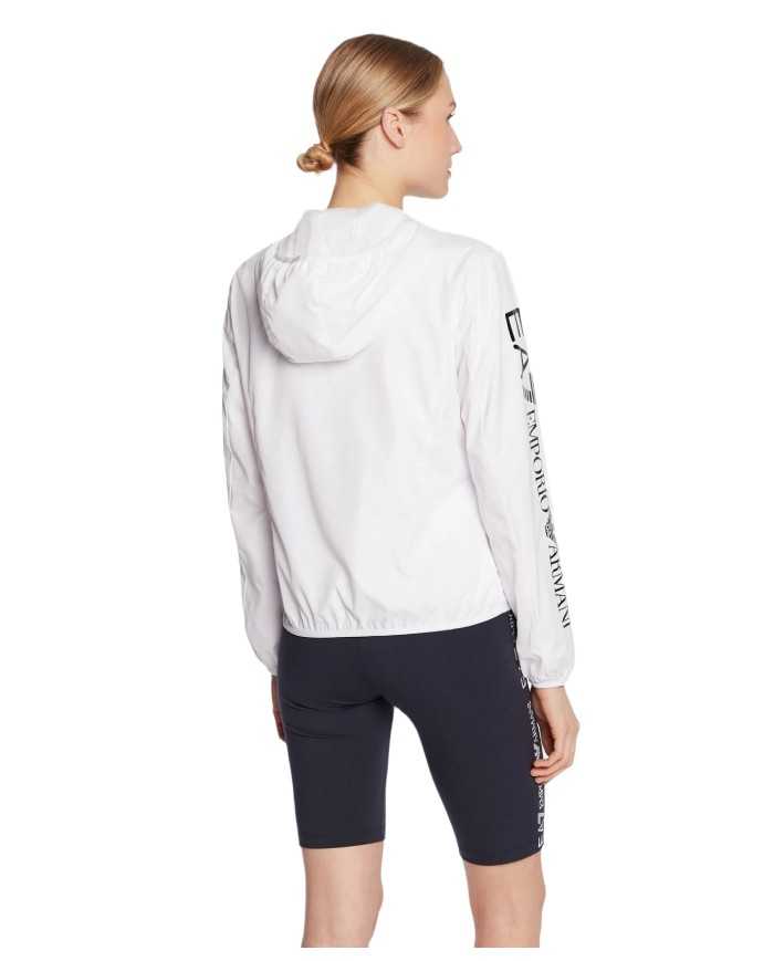 giubbino bianco da donna con logo su petto e manica destra | EA7 giubbino bianco da donna con logo su petto e manica destra | EA7