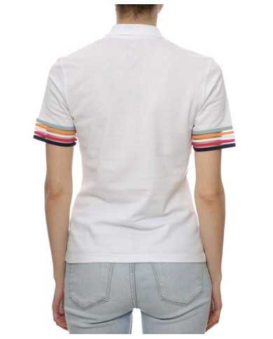polo bianca da donna con motivo a righe sulle maniche | EA7 polo bianca da donna con motivo a righe sulle maniche | EA7