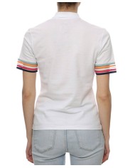 polo bianca da donna con motivo a righe sulle maniche | EA7 polo bianca da donna con motivo a righe sulle maniche | EA7