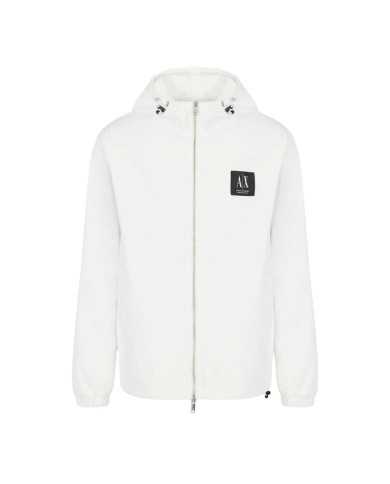 giubbino bianco da uomo con cappuccio e logo patch | ARMANI EXCHANGE giubbino bianco da uomo con cappuccio e logo patch | ARMANI EXCHANGE