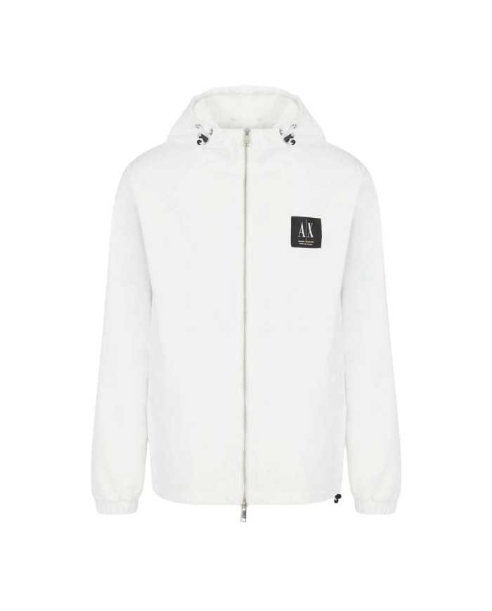 giubbino bianco da uomo con cappuccio e logo patch | ARMANI EXCHANGE giubbino bianco da uomo con cappuccio e logo patch | ARMANI EXCHANGE