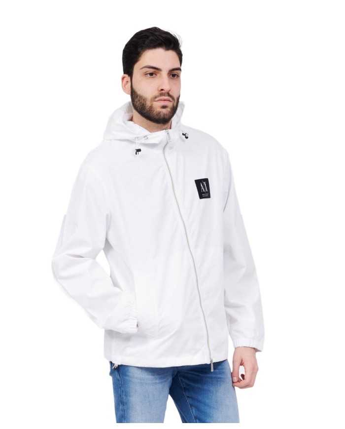 giubbino bianco da uomo con cappuccio e logo patch | ARMANI EXCHANGE giubbino bianco da uomo con cappuccio e logo patch | ARMANI EXCHANGE