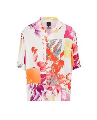 camicia da uomo con fantasia white collage e logo | ARMANI EXCHANGE camicia da uomo con fantasia white collage e logo | ARMANI EXCHANGE