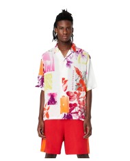 camicia da uomo con fantasia white collage e logo | ARMANI EXCHANGE