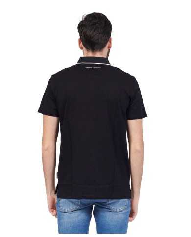 polo nera da uomo con logo piccolo e strisce | ARMANI EXCHANGE polo nera da uomo con logo piccolo e strisce | ARMANI EXCHANGE