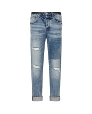jeans stile grunge indigo denim da uomo con strappi | ARMANI EXCHANGE
