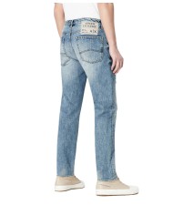 jeans stile grunge indigo denim da uomo con strappi | ARMANI EXCHANGE