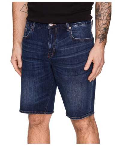 bermuda indigo denim da uomo con loghi ricamo | ARMANI EXCHANGE bermuda indigo denim da uomo con loghi ricamo | ARMANI EXCHANGE