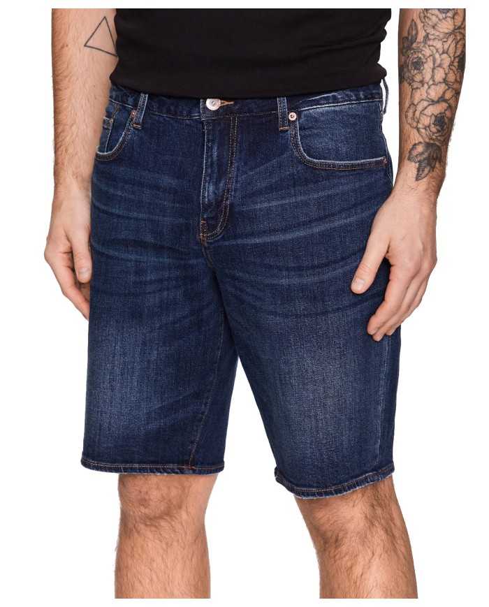 bermuda indigo denim da uomo con loghi ricamo | ARMANI EXCHANGE bermuda indigo denim da uomo con loghi ricamo | ARMANI EXCHANGE