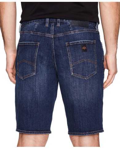 bermuda indigo denim da uomo con loghi ricamo | ARMANI EXCHANGE bermuda indigo denim da uomo con loghi ricamo | ARMANI EXCHANGE