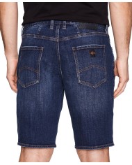 bermuda indigo denim da uomo con loghi ricamo | ARMANI EXCHANGE