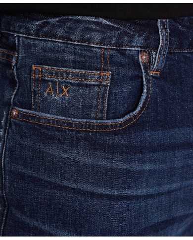 bermuda indigo denim da uomo con loghi ricamo | ARMANI EXCHANGE bermuda indigo denim da uomo con loghi ricamo | ARMANI EXCHANGE