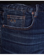 bermuda indigo denim da uomo con loghi ricamo | ARMANI EXCHANGE