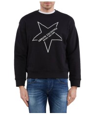felpa nera da uomo con stampa a stella logata | ARMANI EXCHANGE