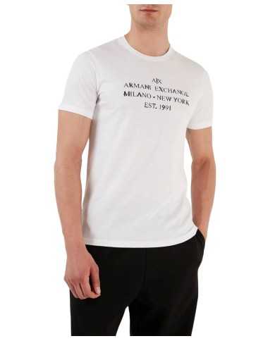 t-shirt slim bianca da uomo con scritta e logo | ARMANI EXCHANGE t-shirt slim bianca da uomo con scritta e logo | ARMANI EXCHANGE