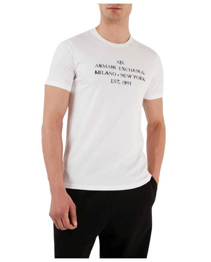 t-shirt slim bianca da uomo con scritta e logo | ARMANI EXCHANGE t-shirt slim bianca da uomo con scritta e logo | ARMANI EXCHANGE