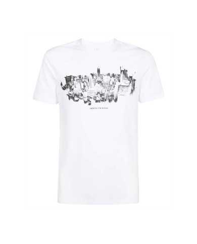 t-shirt bianca da uomo con stampa grande e logo | ARMANI EXCHANGE