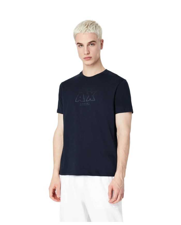 t-shirt navy da uomo con stampa con logo lucido | ARMANI EXCHANGE