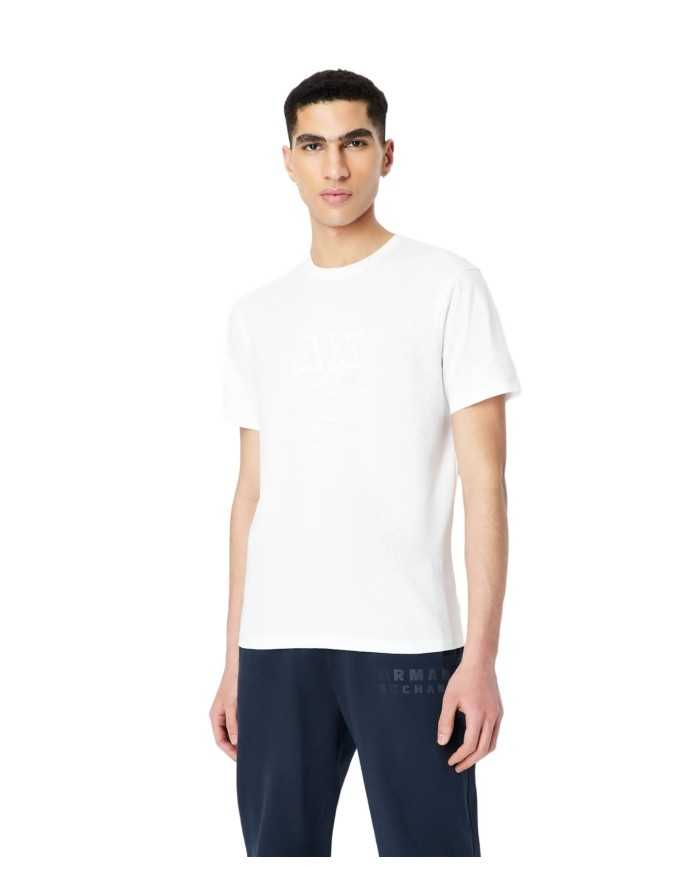 t-shirt bianca da uomo con stampa con logo lucido | ARMANI EXCHANGE