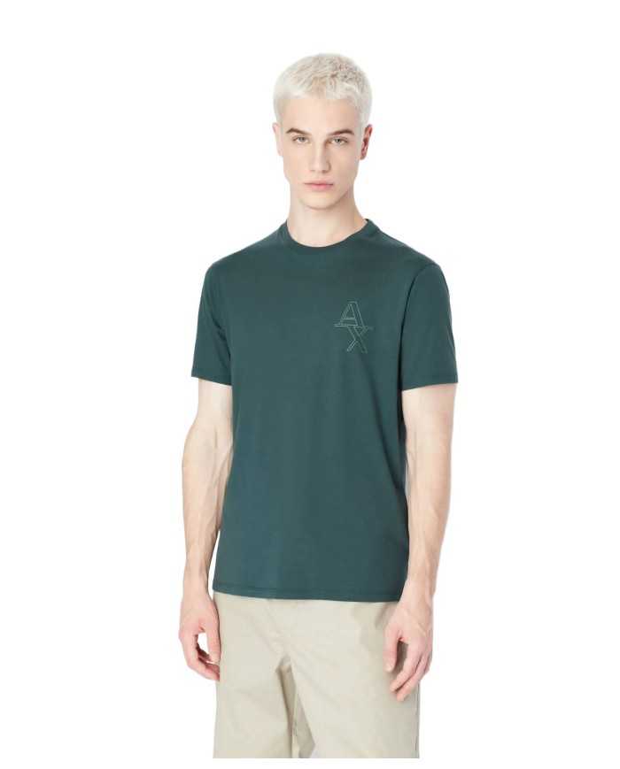 t-shirt green gables da uomo con piccola stampa logo | ARMANI EXCHANGE
