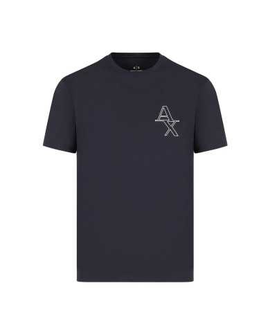 t-shirt navy da uomo con piccola stampa logata | ARMANI EXCHANGE