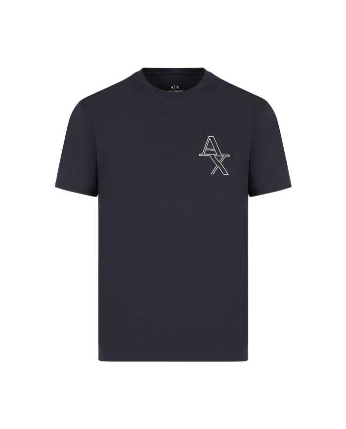 t-shirt navy da uomo con piccola stampa logata | ARMANI EXCHANGE