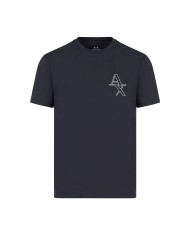 t-shirt navy da uomo con piccola stampa logata | ARMANI EXCHANGE