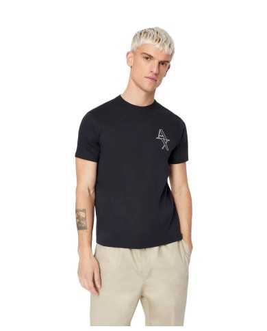 t-shirt navy da uomo con piccola stampa logata | ARMANI EXCHANGE