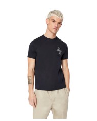 t-shirt navy da uomo con piccola stampa logata | ARMANI EXCHANGE