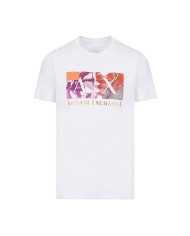 t-shirt bianca da uomo con stampa fantasia floreale | ARMANI EXCHANGE