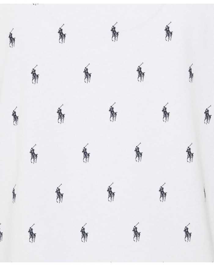 t-shirt bianca da uomo con fantasia multi-logo | RALPH LAUREN