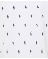 t-shirt bianca da uomo con fantasia multi-logo | RALPH LAUREN