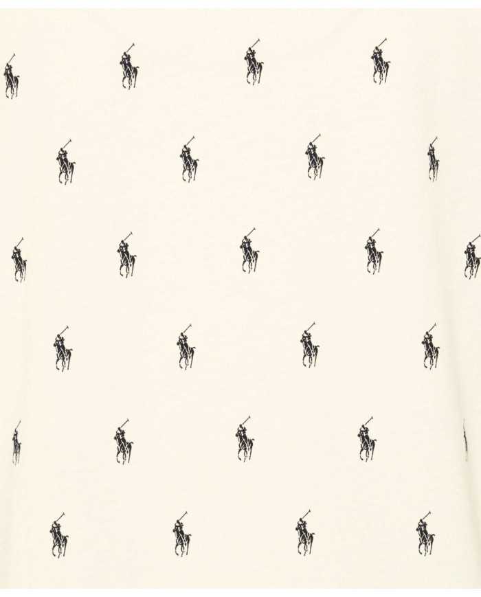 t-shirt cream da uomo con fantasia multi-logo | RALPH LAUREN t-shirt cream da uomo con fantasia multi-logo | RALPH LAUREN