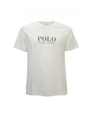 t-shirt bianca da uomo con stampa grande e logo ricamo | RALPH LAUREN