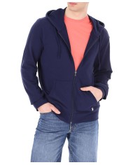 felpa con cappuccio navy da uomo con logo ricamo | RALPH LAUREN