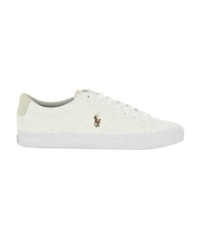 sneaker bianco/sabbia da uomo con logo ricamo e patch | RALPH LAUREN sneaker bianco/sabbia da uomo con logo ricamo e patch | RALPH LAUREN