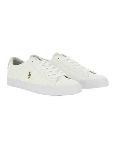 sneaker bianco/sabbia da uomo con logo ricamo e patch | RALPH LAUREN sneaker bianco/sabbia da uomo con logo ricamo e patch | RALPH LAUREN
