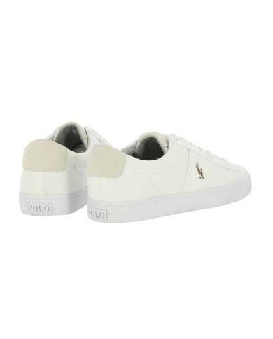 sneaker bianco/sabbia da uomo con logo ricamo e patch | RALPH LAUREN sneaker bianco/sabbia da uomo con logo ricamo e patch | RALPH LAUREN