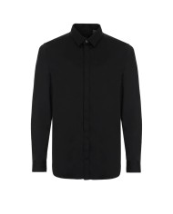 camicia nera da uomo con logo ricamo in tinta unita | ARMANI EXCHANGE