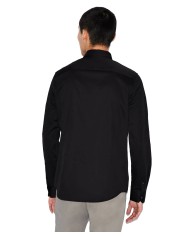 camicia nera da uomo con logo ricamo in tinta unita | ARMANI EXCHANGE