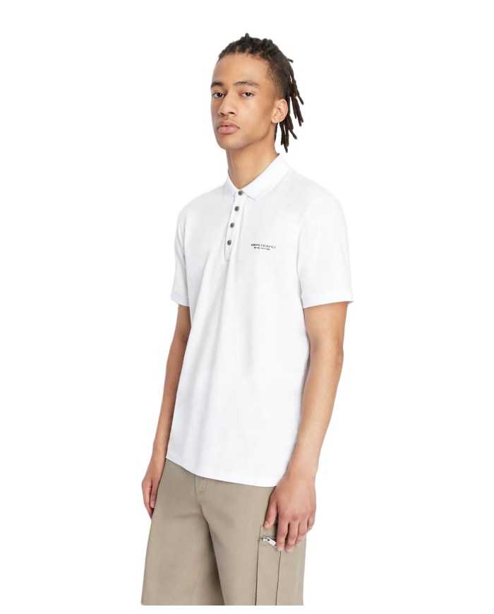 polo bianca da uomo mono colore con logo | ARMANI EXCHANGE polo bianca da uomo mono colore con logo | ARMANI EXCHANGE