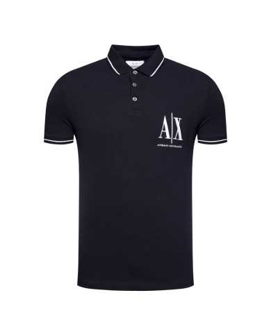 polo navy da uomo con ricamo logo e linee sottili | ARMANI EXCHANGE polo navy da uomo con ricamo logo e linee sottili | ARMANI EXCHANGE
