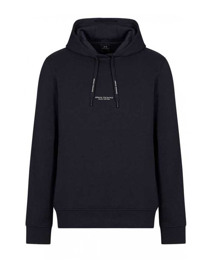 felpa nera da uomo con logo piccolo e grande | ARMANI EXCHANGE felpa nera da uomo con logo piccolo e grande | ARMANI EXCHANGE
