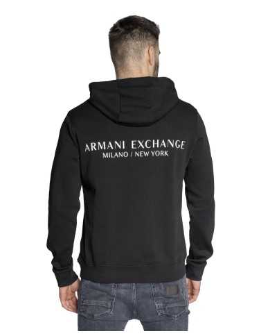 felpa nera da uomo con logo piccolo e grande | ARMANI EXCHANGE felpa nera da uomo con logo piccolo e grande | ARMANI EXCHANGE