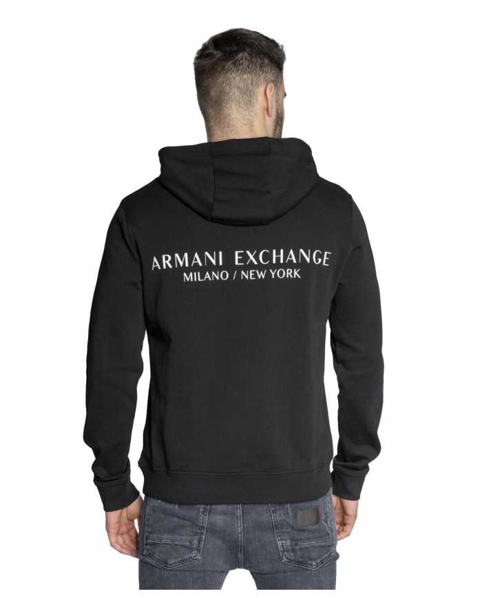 felpa nera da uomo con logo piccolo e grande | ARMANI EXCHANGE