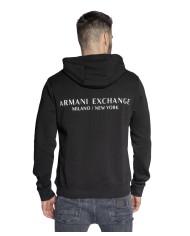 felpa nera da uomo con logo piccolo e grande | ARMANI EXCHANGE