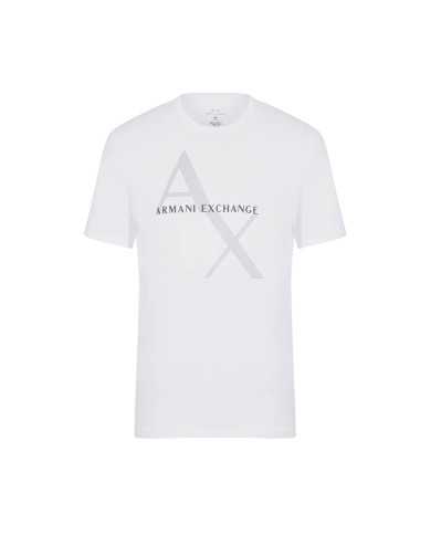 t-shirt bianca da uomo con stampa e logo in grande | ARMANI EXCHANGE