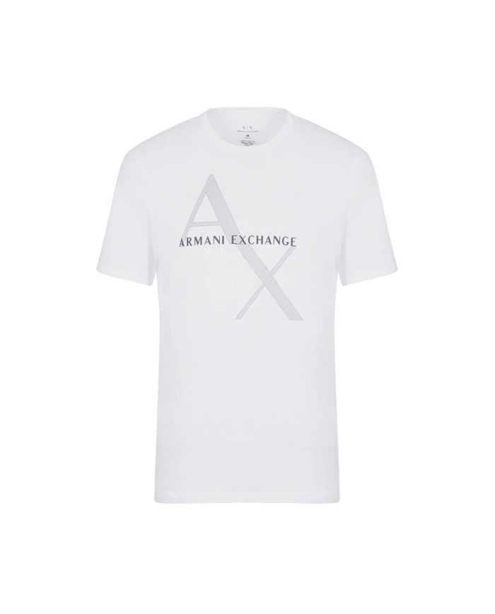 t-shirt bianca da uomo con stampa e logo in grande | ARMANI EXCHANGE