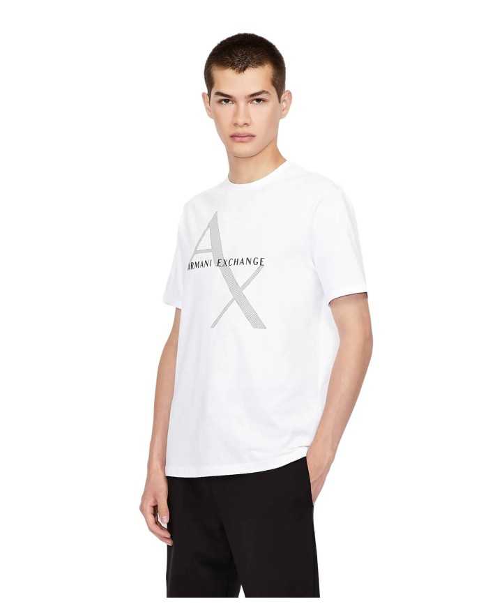 t-shirt bianca da uomo con stampa e logo in grande | ARMANI EXCHANGE
