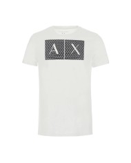 t-shirt bianca da uomo con stampa logata in grande | ARMANI EXCHANGE